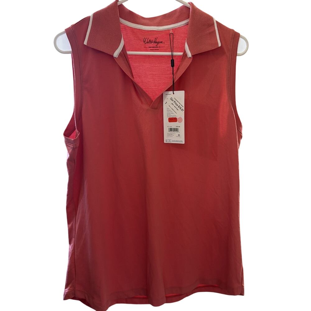 Walter Hagen Golf Polo Womens XL Pink Rouge Sleeveless Tank Performance P11 NWT